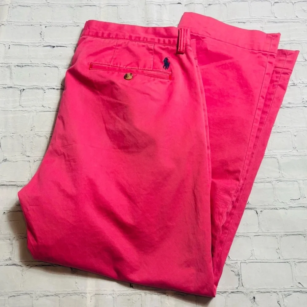 Polo Ralph Lauren Pink Chino Pants Straight Fit Mens 34x27 Stretch Golf Preppy